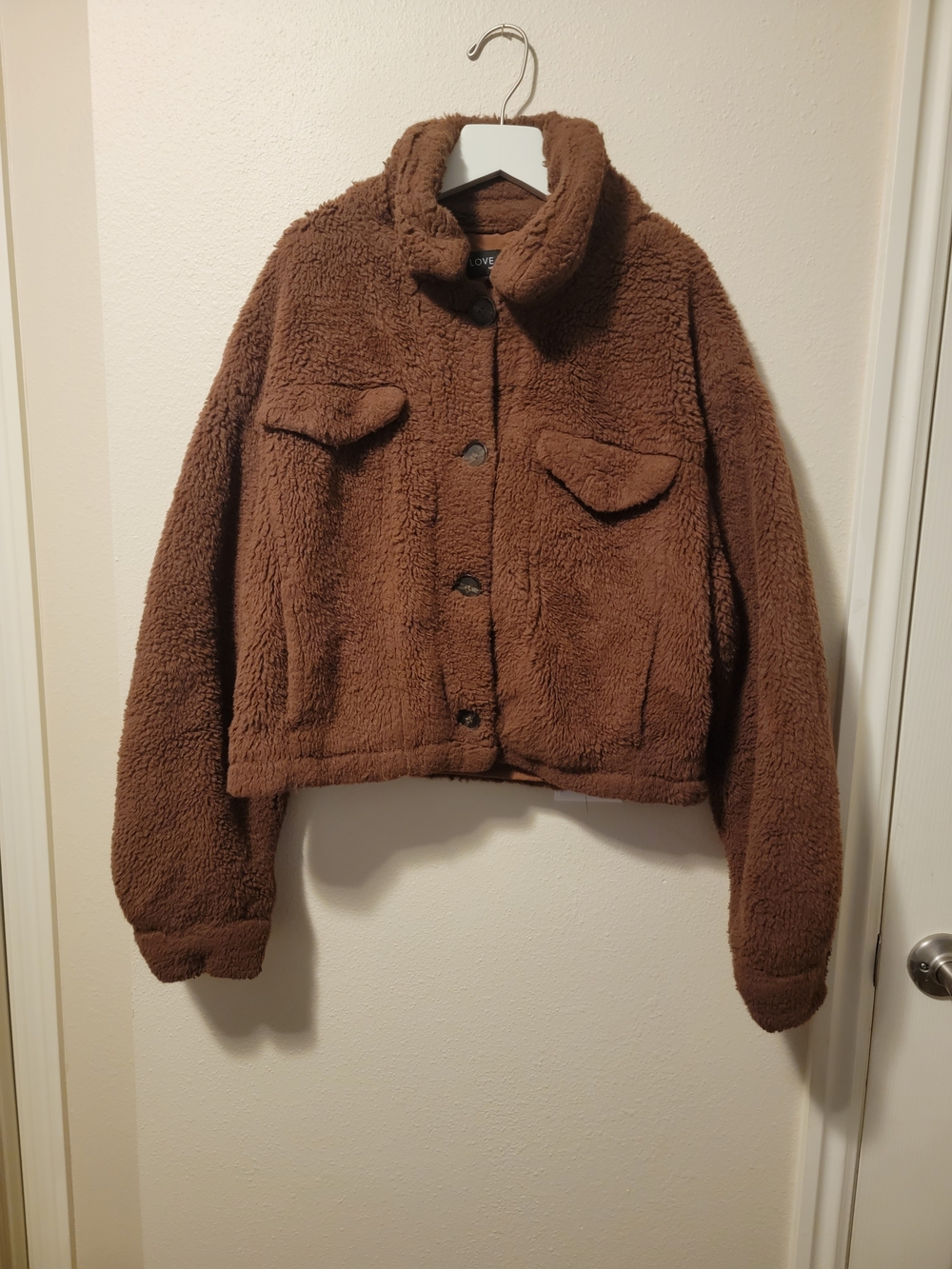 Cozy Brown Teddy Jacket - Women- Medium